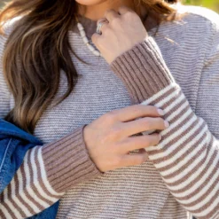 Various Textured Stripes Sweater -Women's Clothing Store untitled 2438 c1871337 0e16 4219 80cd 7505e99016c5