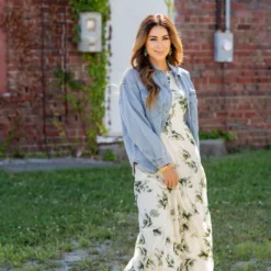 Painted Floral Tiered Maxi Dress -Women's Clothing Store untitled 2450