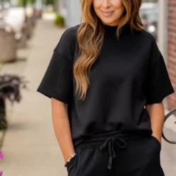 Relaxed Mock Neck Tee 19 Relaxed Mock Neck Tee -Women's Clothing Store untitled 2474