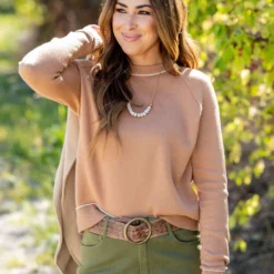 Piped Trim Sweater -Women's Clothing Store untitled 2478 535b7d7a 5126 417b a66f 4ee0e122455e