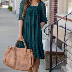 Textured Dot Tiered Half Sleeve Dress -Women's Clothing Store untitled 2490 648a21f9 1593 4623 9a1b e9133438d859