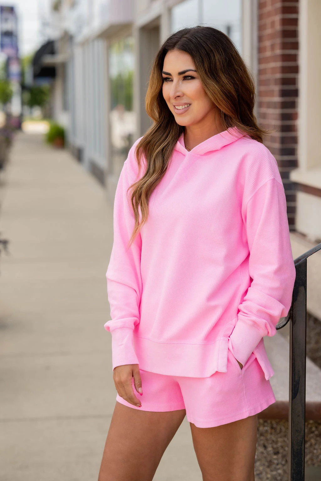 Ribbed Side Slit Hooded Sweatshirt 4 Ribbed Side Slit Hooded Sweatshirt - Image 4