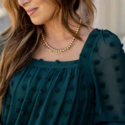 Textured Dot Tiered Half Sleeve Dress -Women's Clothing Store untitled 2509