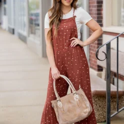 Spotted Tie Strap Jumpsuit