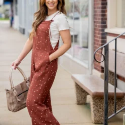 Spotted Tie Strap Jumpsuit -Women's Clothing Store untitled 2521