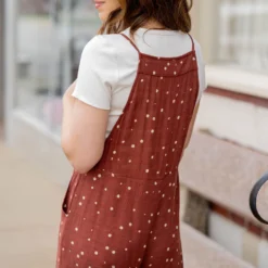 Spotted Tie Strap Jumpsuit -Women's Clothing Store untitled 2533