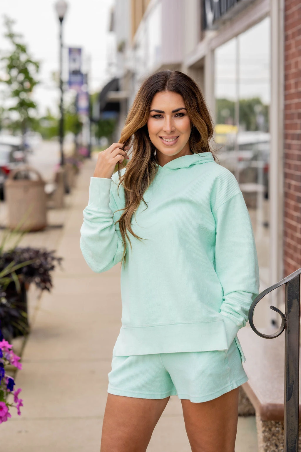 Ribbed Side Slit Hooded Sweatshirt 10 Ribbed Side Slit Hooded Sweatshirt - Image 10