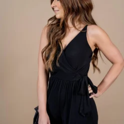 Side Tie V-Neck Jumpsuit -Women's Clothing Store untitled 2543