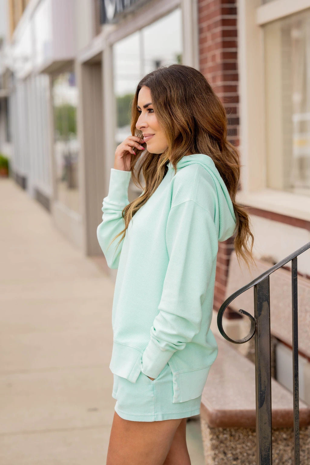 Ribbed Side Slit Hooded Sweatshirt 12 Ribbed Side Slit Hooded Sweatshirt - Image 12