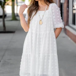 Textured Dot Tiered Half Sleeve Dress -Women's Clothing Store untitled 2551 dd91c1bb 35c2 4976 87b8 98181568e4df