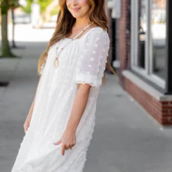 Textured Dot Tiered Half Sleeve Dress -Women's Clothing Store untitled 2556 d19e0d53 7de0 4ddb 9ebb f57895dc9286