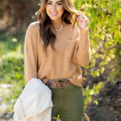 Pocket Accented Knit Sweater -Women's Clothing Store untitled 2557 a51812bb 0444 4c22 bc4d ef168736809a