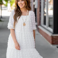 Textured Dot Tiered Half Sleeve Dress -Women's Clothing Store untitled 2558 3b5dee17 d2fd 49ac aa18 8c047bd078f9