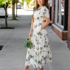 Painted Floral Tiered Maxi Dress -Women's Clothing Store untitled 2572