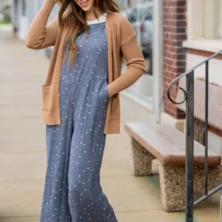 Spotted Tie Strap Jumpsuit -Women's Clothing Store untitled 2574