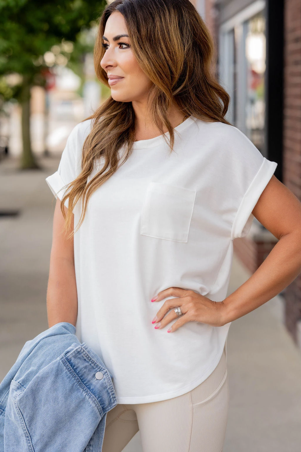 Pocket Accented Cuffed Sleeve Tee 16 Pocket Accented Cuffed Sleeve Tee - Image 16