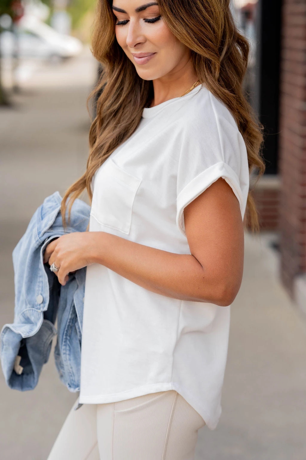 Pocket Accented Cuffed Sleeve Tee 3 Pocket Accented Cuffed Sleeve Tee - Image 3