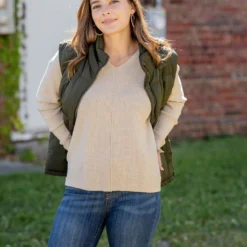 Waffled Mid Seam V Sweater -Women's Clothing Store untitled 2588 2dacf5ae 87ae 459c 85a4 216b891dda67