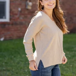 Waffled Mid Seam V Sweater -Women's Clothing Store untitled 2623 b7b13e37 a640 4bc3 841e 5ee3979cc0ee