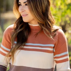 Muted Stripes Mock Neck Sweater -Women's Clothing Store untitled 2641 ac7e4090 a8e5 44e9 badf 8bb5feab1a3e