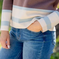 Muted Stripes Mock Neck Sweater -Women's Clothing Store untitled 2645 2ba56f8e 0edc 4582 a953 4e3184c27f5d