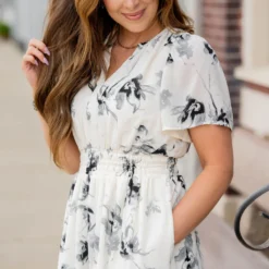 Painted Floral Tiered Maxi Dress -Women's Clothing Store untitled 2740