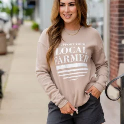 Support Your Local Farmer Underlined Graphic Crewneck