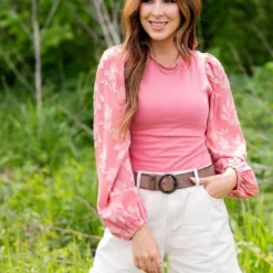 Subtle Floral Sleeve Blouse -Women's Clothing Store untitled 2776