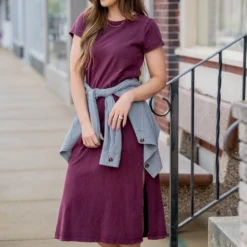 Vintage Side Slit Midi Tee Dress 30 Vintage Side Slit Midi Tee Dress -Women's Clothing Store untitled 2818