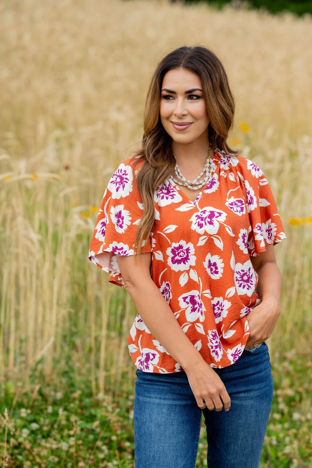 Floating Blooms Relaxed Sleeve Tee 1 Floating Blooms Relaxed Sleeve Tee