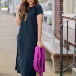 Vintage Side Slit Midi Tee Dress 35 Vintage Side Slit Midi Tee Dress -Women's Clothing Store untitled 2846