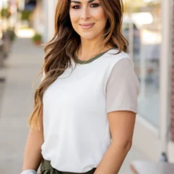 Tri Color Ribbed Tee -Women's Clothing Store untitled 2916 673927