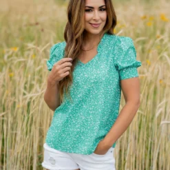 Floral Confetti Puff Sleeve Blouse -Women's Clothing Store untitled 2934 cf44d1b5 47d3 428b 8d0d b6988fdc06be