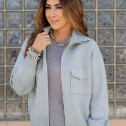 Dual Pocket Sweater Jacket -Women's Clothing Store untitled 2936