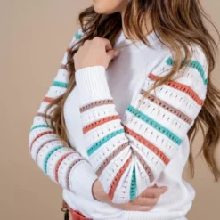 Striped Knit Sleeve Sweater 30 Striped Knit Sleeve Sweater -Women's Clothing Store untitled 2969