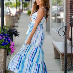 Watercolor Stripes Tiered Maxi Dress -Women's Clothing Store untitled 3 152