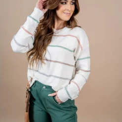 Stitched Stripes Sweater -Women's Clothing Store untitled 3019