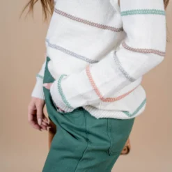 Stitched Stripes Sweater -Women's Clothing Store untitled 3023