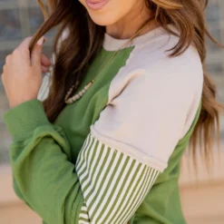 Hint Of Stripes Raw Stitched Crewneck -Women's Clothing Store untitled 3025 3c2230b5 a4ef 4c27 a767 3ff39e4a0ee5