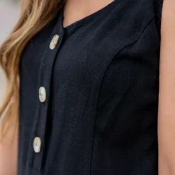 Button Accented Cutout Back Midi Dress -Women's Clothing Store untitled 3027