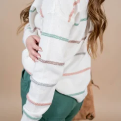 Stitched Stripes Sweater -Women's Clothing Store untitled 3030