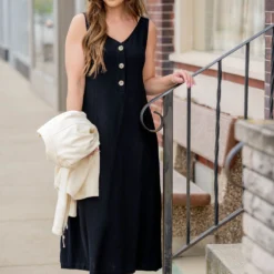 Button Accented Cutout Back Midi Dress -Women's Clothing Store untitled 3030 a72ff5c8 5aff 4168 b50a 31f42ddc65ae