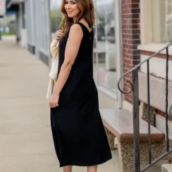 Button Accented Cutout Back Midi Dress -Women's Clothing Store untitled 3040 74fcc907 f921 4855 a236 f16a35b8a191