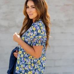 Vibrant Daisies Ruched Puff Sleeve Blouse 14 Vibrant Daisies Ruched Puff Sleeve Blouse -Women's Clothing Store untitled 3052