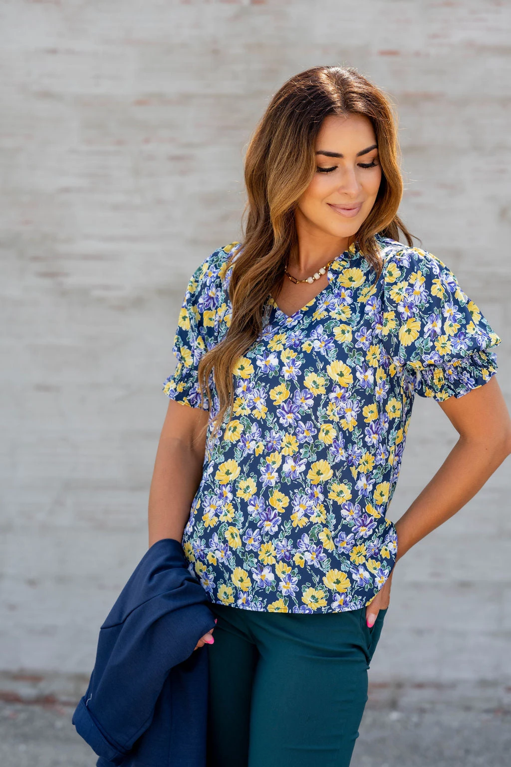 Vibrant Daisies Ruched Puff Sleeve Blouse 8 Vibrant Daisies Ruched Puff Sleeve Blouse - Image 8