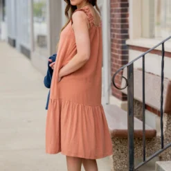 Button Accented Ruched Strap Midi Dress -Women's Clothing Store untitled 3067