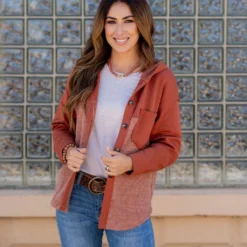 Ribbed Bottom Hooded Shacket -Women's Clothing Store untitled 3074 f971de49 efe0 4eea 8265 58258893aafd