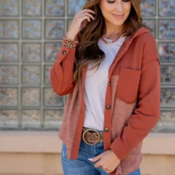 Ribbed Bottom Hooded Shacket