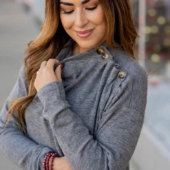 Side Button Wrap Sweater -Women's Clothing Store untitled 3101