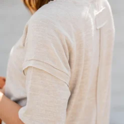 Marled Raw Stitched Tee -Women's Clothing Store untitled 3116 12212398 f77d 4c43 90e7 930714e5064d